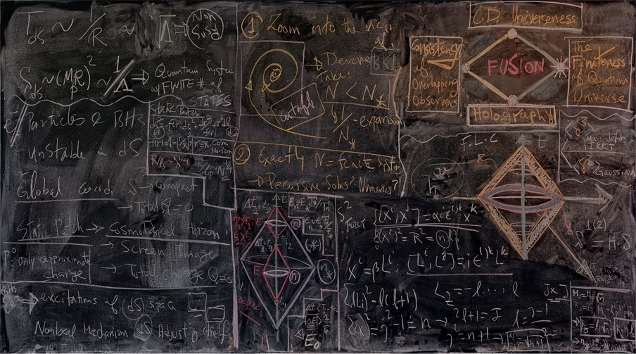 quantum physics on chalkboard